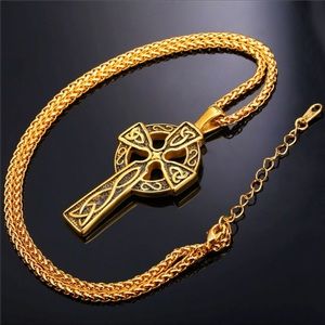 New 18K gold cross necklace